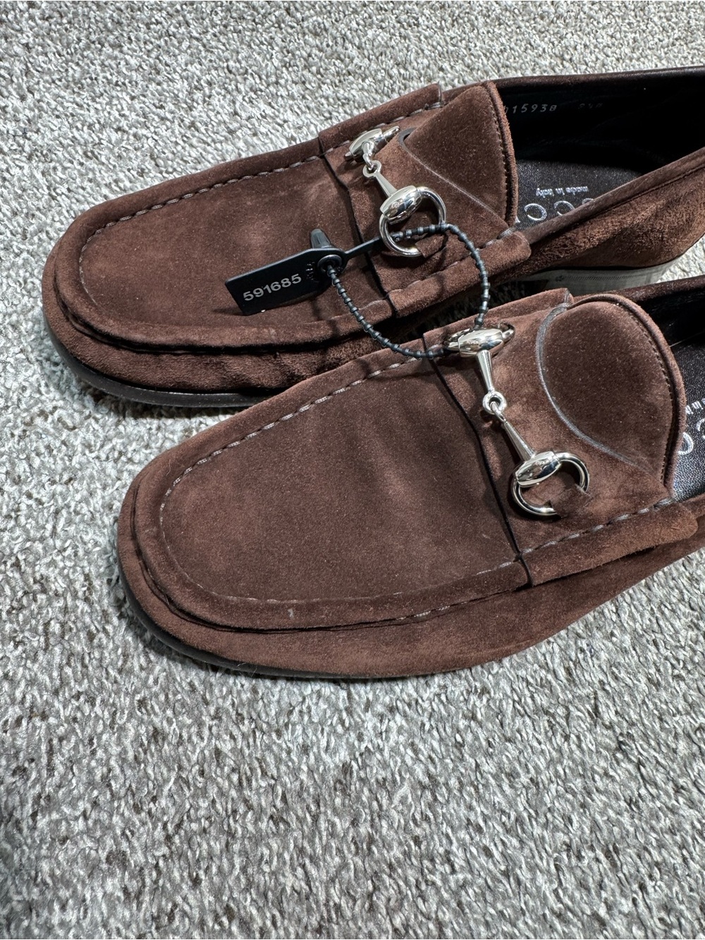 GUCCI Horsebit Suede Loafers Brown Mens 9.5 D Made in Italy Slip On Shoes - Picture 5 of 16
